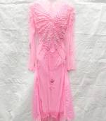 Pink embroidered georgette islamic-kaftans