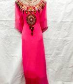 Pink embroidered georgette islamic-kaftans