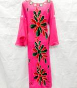 Pink embroidered georgette islamic-kaftans