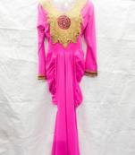 Pink embroidered georgette islamic-kaftans