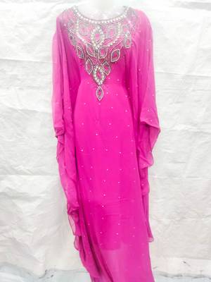 Pink embroidered georgette islamic-kaftans 1
