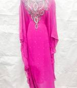 Pink embroidered georgette islamic-kaftans