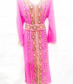 Pink embroidered georgette islamic-kaftans