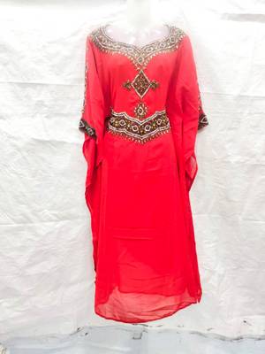Pink embroidered georgette islamic-kaftans 1
