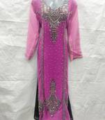 Pink embroidered georgette islamic-kaftans