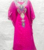 Pink embroidered georgette islamic-kaftans