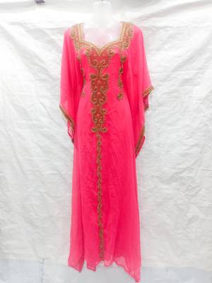 Pink embroidered georgette islamic-kaftans 1