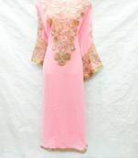 Pink embroidered georgette islamic-kaftans