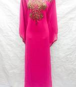 Pink embroidered georgette islamic-kaftans