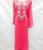 Pink embroidered georgette islamic-kaftans