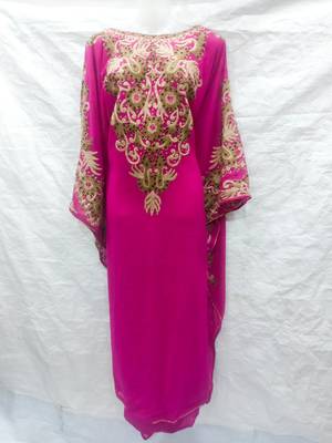 Pink embroidered georgette islamic-kaftans 1