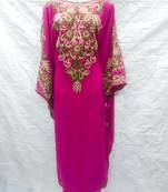 Pink embroidered georgette islamic-kaftans