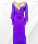 Purple embroidered georgette islamic-kaftans