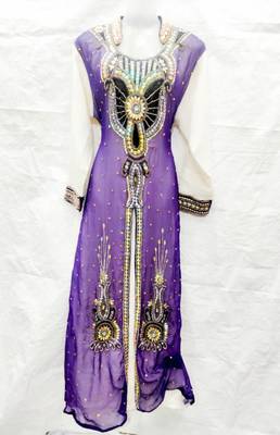 Purple embroidered georgette islamic-kaftans 1