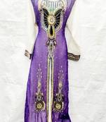 Purple embroidered georgette islamic-kaftans
