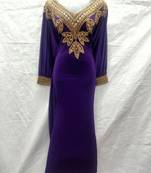 Purple embroidered georgette islamic-kaftans