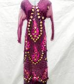 Purple embroidered georgette islamic-kaftans