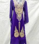Purple embroidered georgette islamic-kaftans