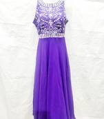 Purple embroidered georgette islamic-kaftans