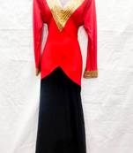Red embroidered georgette islamic-kaftans