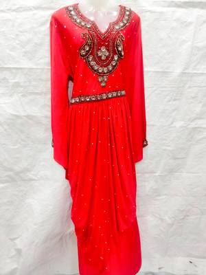 Red embroidered georgette fustan 1