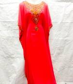Red embroidered georgette fustan