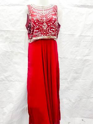 Red embroidered georgette fustan 1