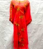 Red embroidered georgette fustan