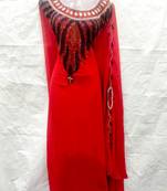 Red embroidered georgette fustan