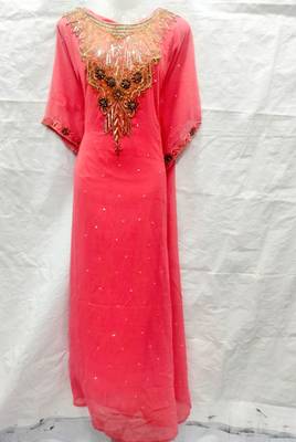 Red embroidered georgette fustan 1