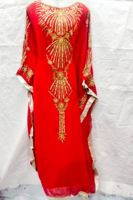 Red embroidered georgette fustan 1