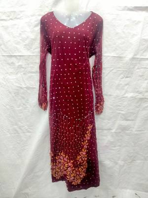 Red embroidered georgette fustan 1