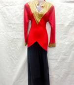 Red embroidered georgette fustan