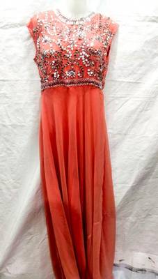 Red embroidered georgette fustan 1