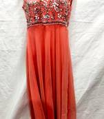 Red embroidered georgette fustan