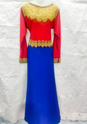 Red embroidered georgette fustan 1