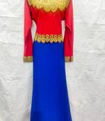 Red embroidered georgette fustan