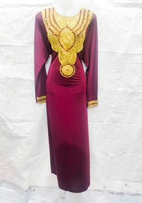 Red embroidered georgette fustan 1
