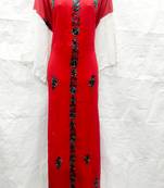 Red embroidered georgette fustan