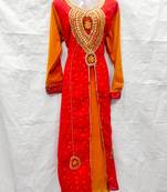 Red embroidered georgette fustan