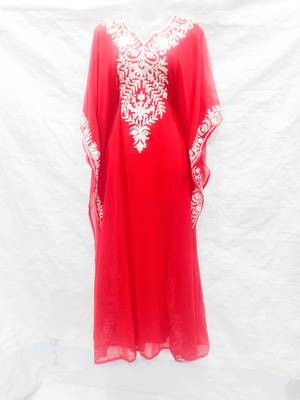 Red embroidered georgette fustan 1