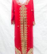 Red embroidered georgette fustan