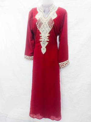 Red embroidered georgette fustan 1