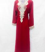 Red embroidered georgette fustan