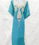 Sky-blue embroidered georgette fustan