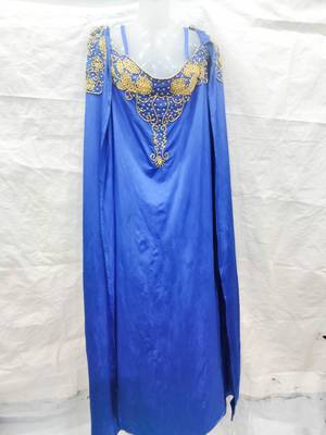 Sky-blue embroidered georgette fustan 1