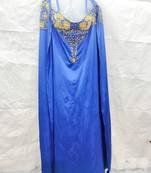 Sky-blue embroidered georgette fustan