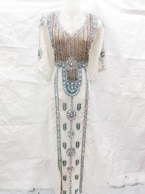 Off-white embroidered georgette fustan 1