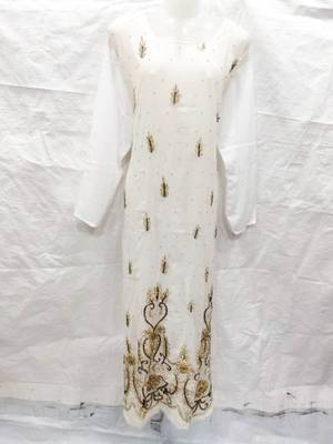 Off-white embroidered georgette fustan 1