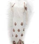 Off-white embroidered georgette fustan